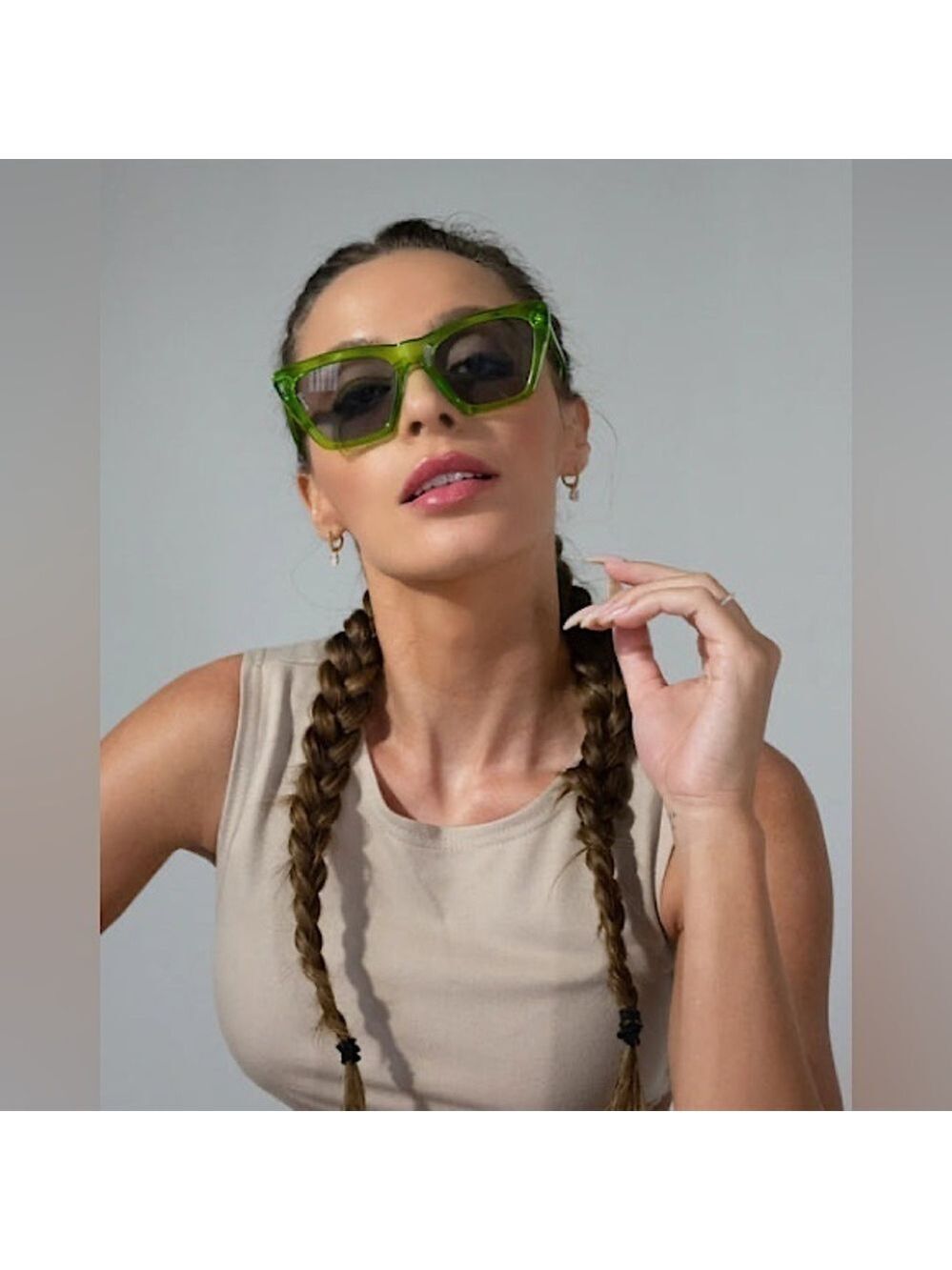 Otra Eyewear Step Ahead Cat Eye Green Sunglasses New
